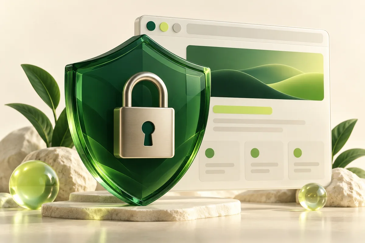 A padlock and shield protecting a browser connection